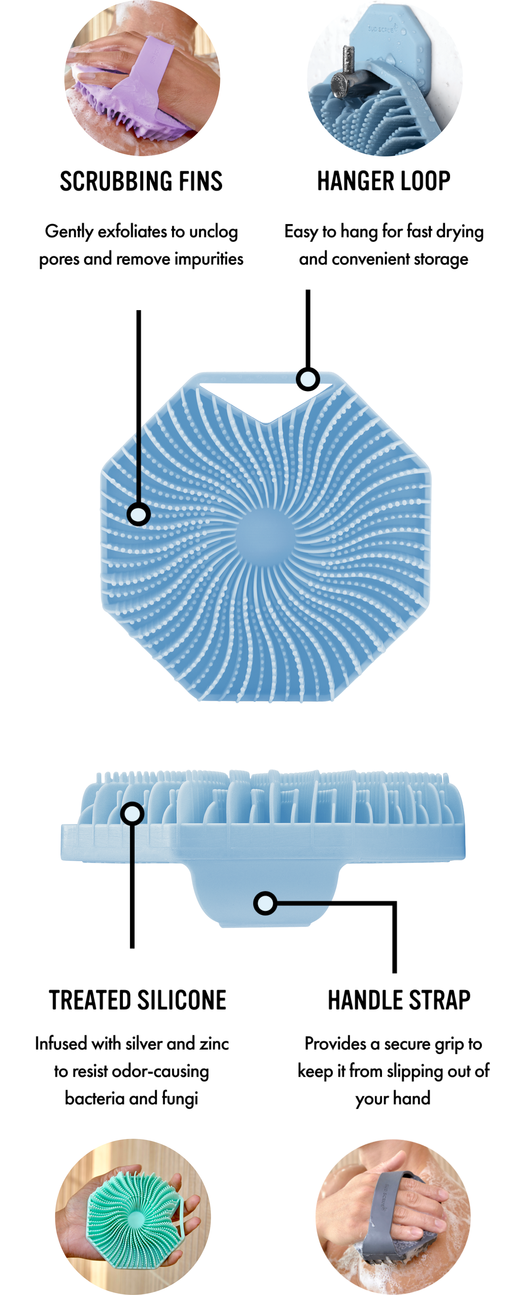 Sud Scrub Body scrubber multiple views