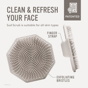 Clean and refresh your face. Front and side view of Clay Sud Scrub Face Scrubber.