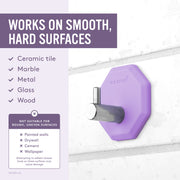Works on smooth, hard surfaces. The Purple Silicone Sud Scrub Shower Hook.